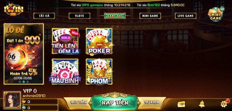 Iwin - Cổng game đổi thưởng hot hit nhất hiện nay 2 Game bài đổi thưởng tại Iwin