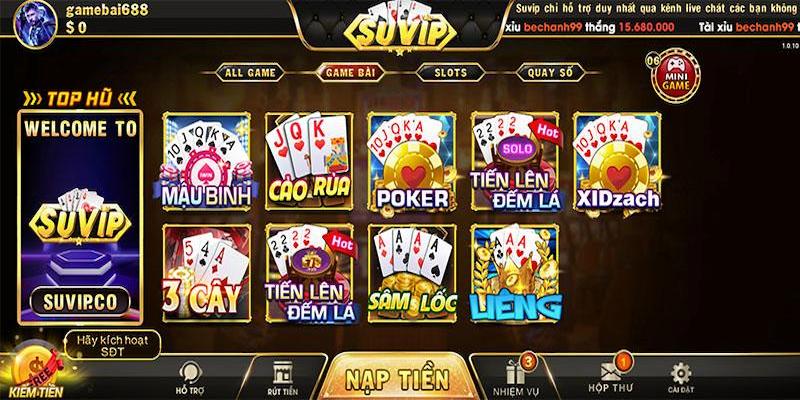 Những tựa game nổi bật và chất lượng có tại Suvip