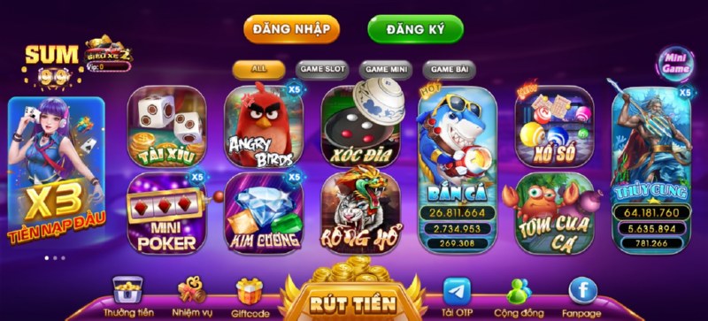 Những trò chơi có tại Sum99 club